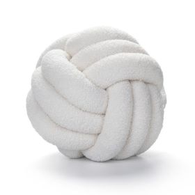 Soft Knot Ball Pillows Throw Knotted Handmade Round Plush Pillow (Color: White, size: 22CM)