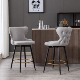 A&A Furniture,Counter Height 25" Modern Leathaire Fabric bar chairs,180° Swivel Bar Stool Chair for Kitchen (Color: as Pic)