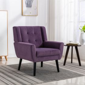 Modern Soft Velvet Material Ergonomics Accent Chair Living Room Chair Bedroom Chair Home Chair With Black Legs For Indoor Home (Color: Lavender purple)