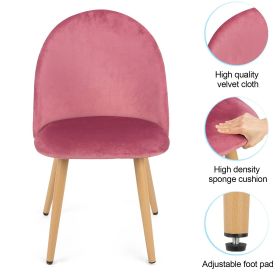 Accent Living Dining Room Velvet  Chair Club Leisure Guest Lounge Bedroom Upholstered Chair with Gold Metal Legs set of 2 (Color: Pink, Quantity: 2)