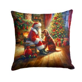 Irish Setter and Santa Claus Throw Pillow Machine Washable, Indoor Outdoor Decorative Pillow for Couch, Bed or Patio, 18Hx18W (Default: Default)