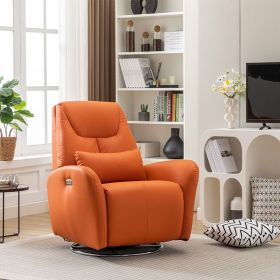 Power Recliner Chair, Swivel Glider Recliner Rocking Chair (Color: Orange)