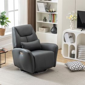 Power Recliner Chair, Swivel Glider Recliner Rocking Chair (Color: Black)