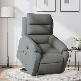 Stand up Massage Recliner Chair Dark Gray Fabric (Color: Gray)