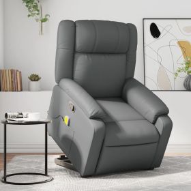 Stand up Massage Recliner Chair Gray Faux Leather (Color: Gray)